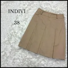 【INDIVI】インディヴィ ひざ丈フレアスカート ベージュ 38 レディース