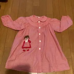 【美品】Familiar 女の子 ワンピース サイズ110 赤色 ボタン付き