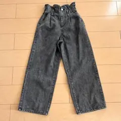 レディース　ダークグレー　ワイドデニムパンツ　デニム　ボトムス