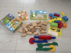 知育玩具3点セット　ソフトつみき&かたちあわせパズル&粘土あそびツール