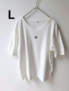 ♡美品レディーストップス半袖Ｌサイズ春夏白ホワイトTシャツ