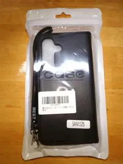 Galaxy S25 専用 手帳型ケース ブラック ストラップ付