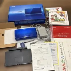 3ds コバルトブルー　本体　箱説付き　マリオカート　ペーパーマリオ　動作ok