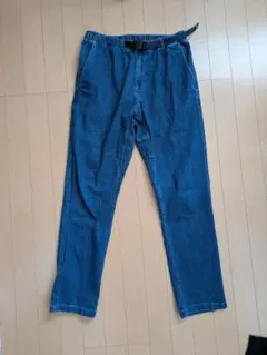 ウエストゴム ストレートデニム 青