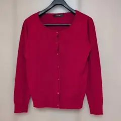 INTERPLANET 長袖カーディガン 丸首ニット 赤 Mサイズ