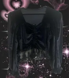 ブラックトップスNEO森ガール フェアリーグランジ ベロア ブラウス y2k