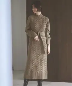 ルイルエブティック　ケーブル編み　ニットワンピース　ベルト　ユニクロ　coca