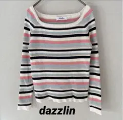 美品　dazzlin ボーダー柄　リブ長袖トップス　カットソー　Freeのサムネイル