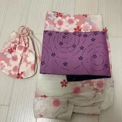 綿麻♪ウグイスに涼やかな芭蕉花★高級 綿麻浴衣★新品 浴衣セット 3点セット 綿麻♪ウグイスに涼やかな芭蕉花☆高級 綿麻浴衣☆新品 浴衣セット 3点