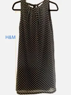 ［ タグなし新品 ］ H&M ノースリーブワンピース 黒 幾何学模様