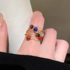 多色ビーズリング フリーサイズ