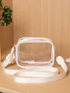 【SHEIN】透明な正方形バッグ コントラストバインディング スモールジッパー