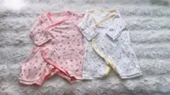 ベビー肌着2枚セット ピンク・ホワイト　ロンパース