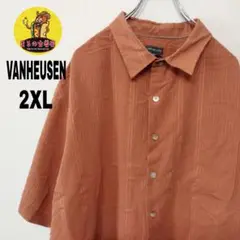 USA古着 VANHEUSEN　半袖ボタンシャツ2XL　オレンジ