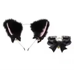 新品 猫耳カチューシャ チョーカーセット