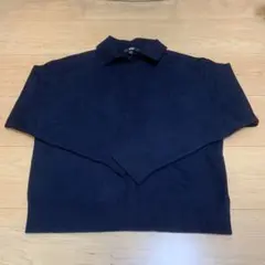 UNIQLO スムースコットンリラックスポロセーター　ネイビー　S