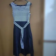 LAURA ASHLEY ボーダーワンピース ノースリーブ