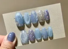 17 ちゅるん ネイル 夏ネイル ブルー マグネット ワンホンネイル 量産
