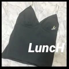 美品LuncH｜黒｜カップインキャミソール｜日本製｜刺繍ロゴ｜無地｜インナー｜M