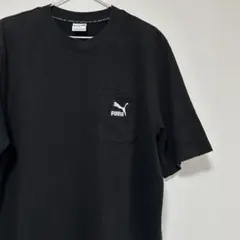 激安 Old PUMA プーマ ポケット ワンポイント Tシャツ ブラック L