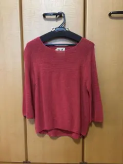 HUMAN WOMAN 赤 M ニット 七分袖