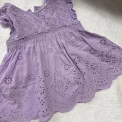 petit main ラベンダー刺繍チュニック 90