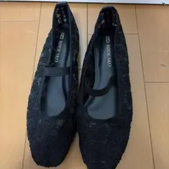 RODE SKO ブラック レース フラットシューズ バレエシューズLサイズ