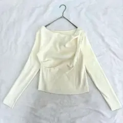 良品✨ミスティック ワンショルリブニット アシメ ショート丈 綺麗め 上品 Mのサムネイル