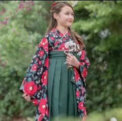 卒業式　袴150cm キャサリンコテージ　椿ブラック×緑袴