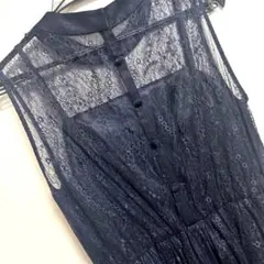 美品　レースワンピース　ネイビー　9号　オケージョンワンピース　お呼ばれドレス