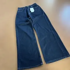 新品タグ付き ダークブルーワイドレッグデニム