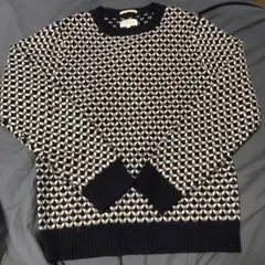 GANT RUGGER ジャガード織裏目クルーネックニットバイカラーSサイズ
