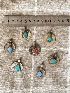 アフガンコインパーツ7個セット[M-2]クチ族 放牧民アンティークチャームパーツ