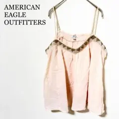 アメリカンイーグル キャミソール　ビーズ刺繍　L ピンク インド綿 綿100%のサムネイル
