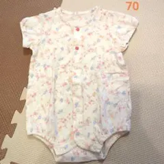 まとめ売り　花柄ロンパース70cmと帽子セット
