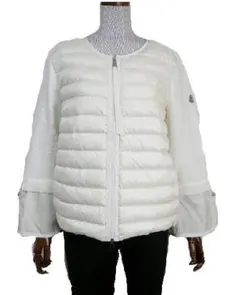 サイズL■新品 本物■モンクレール ニット切替ダウンカーディガン 白 レディース