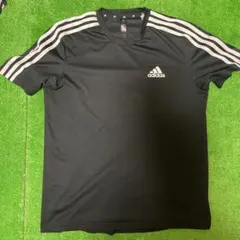 adidas ブラックシャツ M 3本ライン