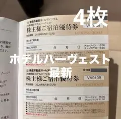 最新　東急不動産　株主優待券　ホテルハーヴェスト　2026年8月31日期限