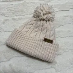 ミキハウス ケーブル編みニット帽 ポンポン付き