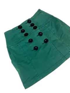 OZOC ハイウエスト ミニスカート M グリーン ダブルボタン ナポレオンのサムネイル