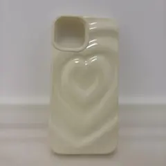 iPhone15ケース 立体ハート ホワイト