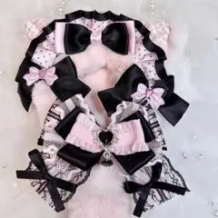 10cm ちびぐるみ ぬい服 着ぐるみ 黒ピンク 猫耳 推しぬい #28