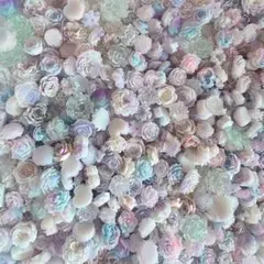 【50個】水色系素材　ネイルパーツ　まとめ売り　デコパーツ　薔薇　ゆめかわ