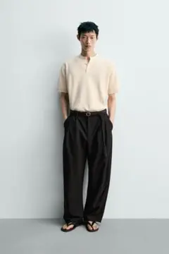 ZARA ザラ プリーツ入りフルイドパンツ ワイドのサムネイル