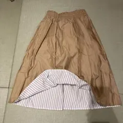 リバーシブルスカート　ベージュ　ストライプ　フリーザイズ　秋　春