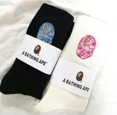 新品未使用　A BATHING APE 　エイプ　靴下 ソックス　黒白2足