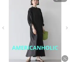 【AMERICANHOLIC】丈違いペプラムデジンワンピース　接触冷感素材のサムネイル
