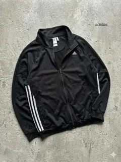 adidas 黒×白3ライン トラックジャケット 人気Lサイズ