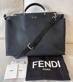 フェンディ 2way ショルダーバッグ ピーカブー ラージ ブラック レザー
