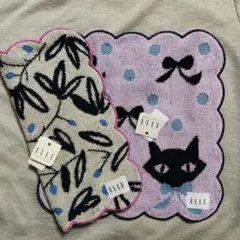 ２枚 新品 ELLE 黒猫 ハンドタオル